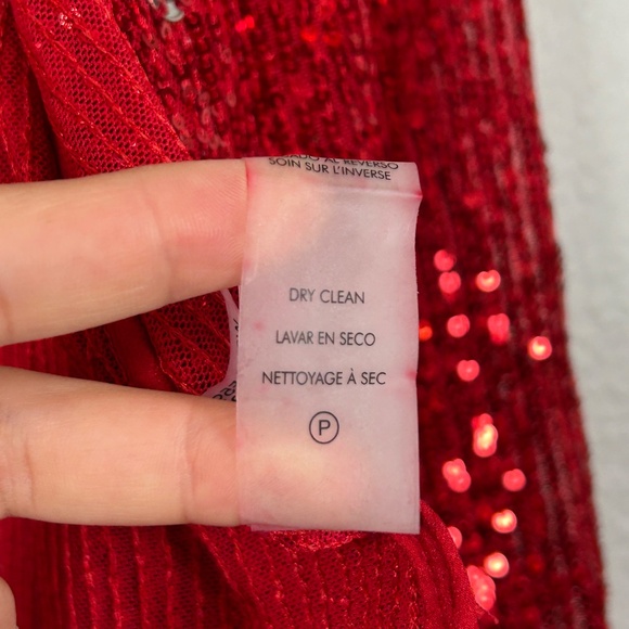 Calvin Klein women plus size 2X fully sequin top red long sleeve snap closure - Picture 14 of 14